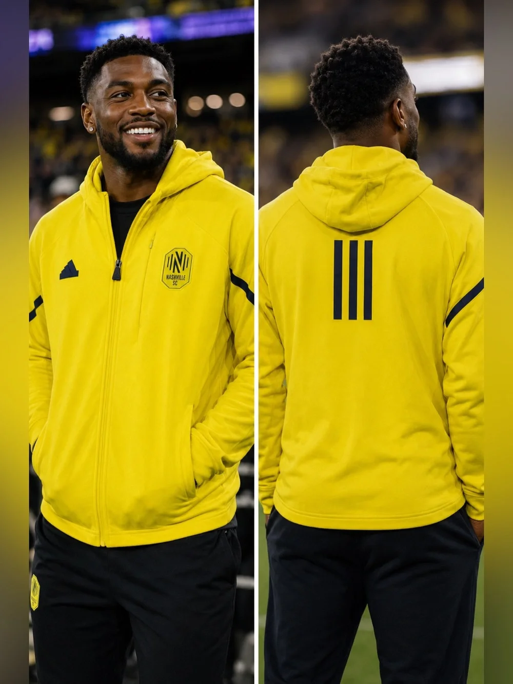 🆕 adidas Nashville SC Tiro Full Zip Hooded Jacket Yellow Men’s Medium NWT